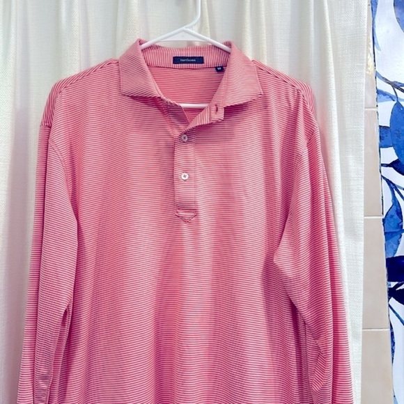 NWOT Turtleson Polyester & Spandex Carter Stripe Long Sleeve Athletic Polo Sz M - Picture 3 of 8